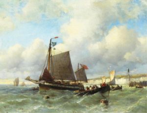 Willem Hendrick Eickelberg: BOATS IN THE HARBOUR