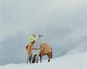 Ted Raftery: TAKING A BREATHER  (WONDER PASS NR. MT. ASSINIBOINE – RIDER TED ANDERSON)