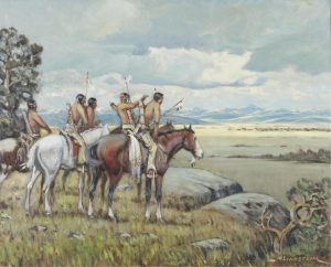 Matt Lindstrom: HUNTERS ON HORSEBACK TRACKING DISTANT BISON