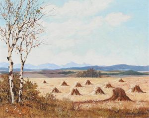 George A. Horvath: FOOTHILLS LANDSCAPE WITH STOOKS
