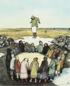 William Kurelek: SKY TOSSING AT ALASKA WHALING CELEBRATIONS