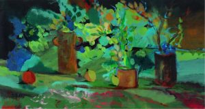 Stanley Ellis (Stan) Day: STILL LIFE WITH POTTED PLANTS AND FRUIT