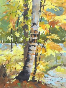 Ronald Okey: BIRCH TREES IN AUTUMN