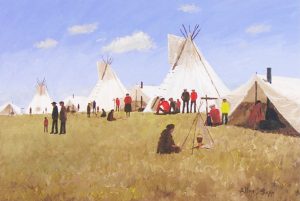 Allen Sapp: UNTITLED (LAST POWWOW OF THE SUMMER)