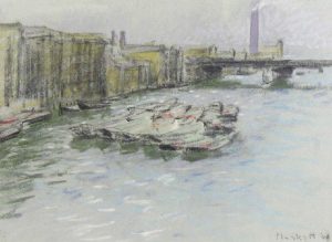 Joseph Francis Plaskett: THE SOUTH BANK, FROM LONDON BRIDGE