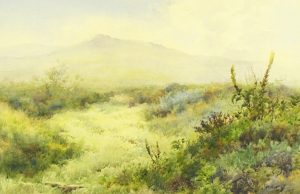Charles MacDonald Manly: UNTITLED (SUMMER LANDSCAPE WITH MOUNTAINS IN BACKGROUND)