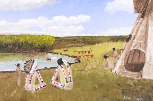 Allen Sapp: UNTITLED (CAMPING BY THE LAKE)