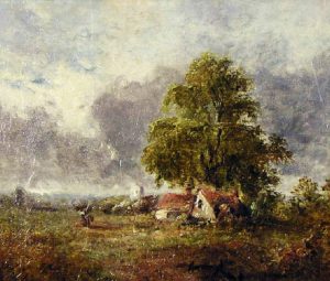 British School: UNTITLED; COTTAGE IN A COUNTRY LANDSCAPE