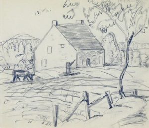 Albert Henry Robinson: UNTITLED (FARMHOUSE WITH COW GRAZING)