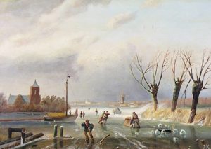 Jan Kwinkelenberg: UNTITLED (WINTER SCENE-PEOPLE SKATING)