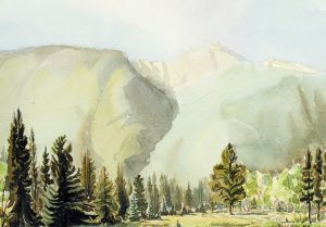 Margaret Dorothy Shelton: UNTITLED (MOUNTAINS AND PINE)