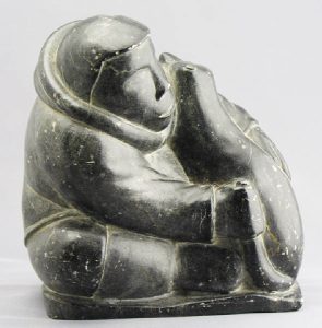 Unidentified Inuit Artist: UNTITLED; MAN WITH DOG