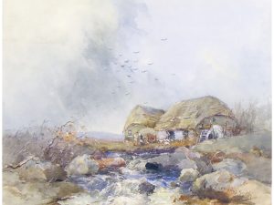 William “St. Thomas” Smith: UNTITLED (COTTAGES AND MILL WITH FIGURES)