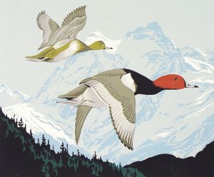 Alfred Joseph Casson: UNTITLED (DUCKS IN FLIGHT OVER THE ROCKIES]