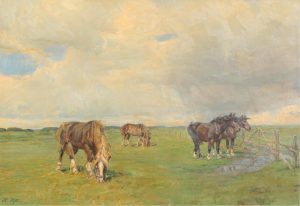 Harold Kjaer: HEAVY HORSES IN A FIELD