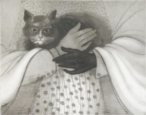 David Lloyd Blackwood: STUDY FOR LONE MUMMER WITH CAT