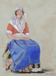 William Percival Weston: PORTRAIT OF A SEATED DUTCH WOMAN