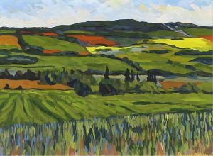 Joan Van Belkum: BENTLEY WITH FIELDS OF RAPESEED