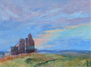 Orestes Nicholas (Rick) Grandmaison: PRAIRIE FARM WITH GRAIN ELEVATOR