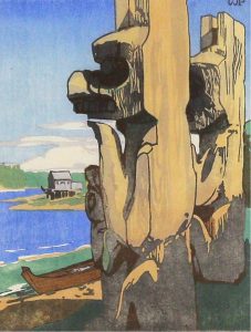 Walter Joseph Phillips: SIWASH HOUSE POSTS, TSATSISNUKOMI B.C.