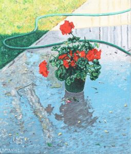 Robert Lemay: STILL LIFE WITH GREEN FLOWERPOT AND HOSE