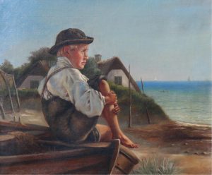 Anton Laurids Johannes Dorph: COASTAL SCENE WITH YOUNG FISHERMAN