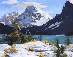 Horace Champagne: BRILLIANT SUN ON THE SNOW (IN SEPTEMBER, BOW LAKE, BANFF NATIONAL PARK, ALBERTA)