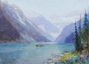 Frederic Marlett Bell-Smith: CANOEING AT LAKE LOUISE