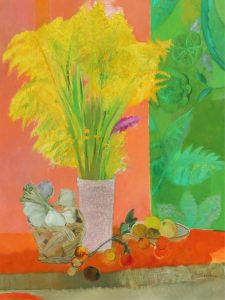 Guy Bardone: NATURE MORTE A LA TENTURE VERTE