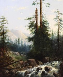 Henry Nesbitt McEvoy: MOUNTAIN SCENE WITH ROCKY WATERFALL