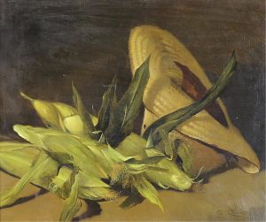 Geoffrey Alan Rock: STILL LIFE WITH CORN COBS AND A STRAW HAT