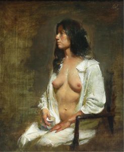 David A. Leffel: NUDE IN WHITE CHEMISE