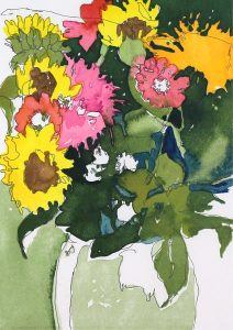 Claude A. Simard: ZINNIA ET TOURNESOLS