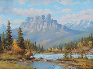 Duncan Mackinnon Crockford: MT. EISENHOWER AND BOW RIVER, WEST OF BANFF, ALBERTA