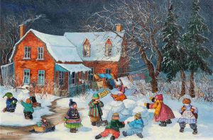 Pauline Thibodeau Paquin: DES PETITS TRAVAILLEURS (CHILDREN BUILDING A FORT)