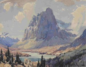 Alfred Crocker Leighton: MT. EISENHOWER, NR. BANFF (CASTLE MOUNTAIN AND BOW RIVER)