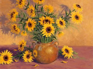 Robert E. Wood: SUNFLOWERS & CLAY POT