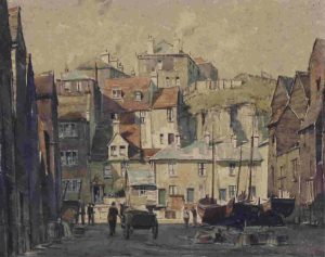 Alfred Crocker Leighton: SMUGGLERS’ HOUSES, OLD HASTINGS, SUSSEX