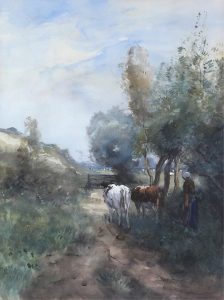 Willem George Frederik Jansen: MILKMAID WITH COWS