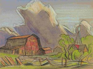Margaret Dorothy Shelton: RED BARN, STORM CLOUDS APPROACHING