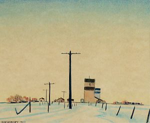 Robert Newton Hurley: PRAIRIE LANDSCAPE WITH ELEVATORS