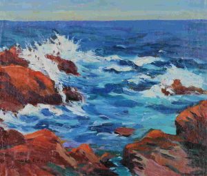 Lila Caroline McGillivray Knowles: SEASCAPE, SURF CRASHING AGAINST ROCKS