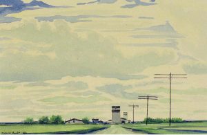 Robert Newton Hurley: UNTITLED (GRAIN ELEVATORS UNDER A PRAIRIE SKY)