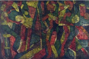 Maxwell Bennett Bates: UNTITLED (FIGURES IN BLUE AND YELLOW)
