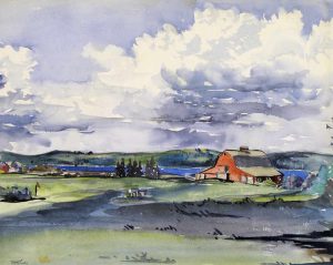 Marion Florence Nicoll: UNTITLED (RED BARN ON THE RIVERFRONT)