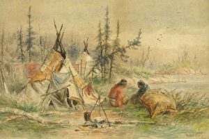 Frederick Arthur Verner: INDIAN ENCAMPMENT ON THE SHORE OF A LAKE