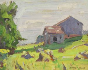 Dewitt Drake: UNTITLED (BARNS ON A ROCKY HILLSIDE)