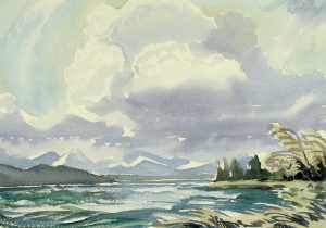 Margaret Dorothy Shelton: UNTITLED (LAKE WITH DISTANT MOUNTAINS)