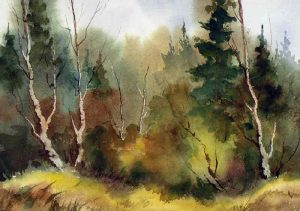 Irene Wahl: UNTITLED (AUTUMN TREES)  |  UNTITLED (MOUNTAINS IN WINTER)