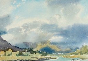 Margaret Dorothy Shelton: UNTITLED (RIVER VALLEY WITH DISTANT MOUNTAINS)